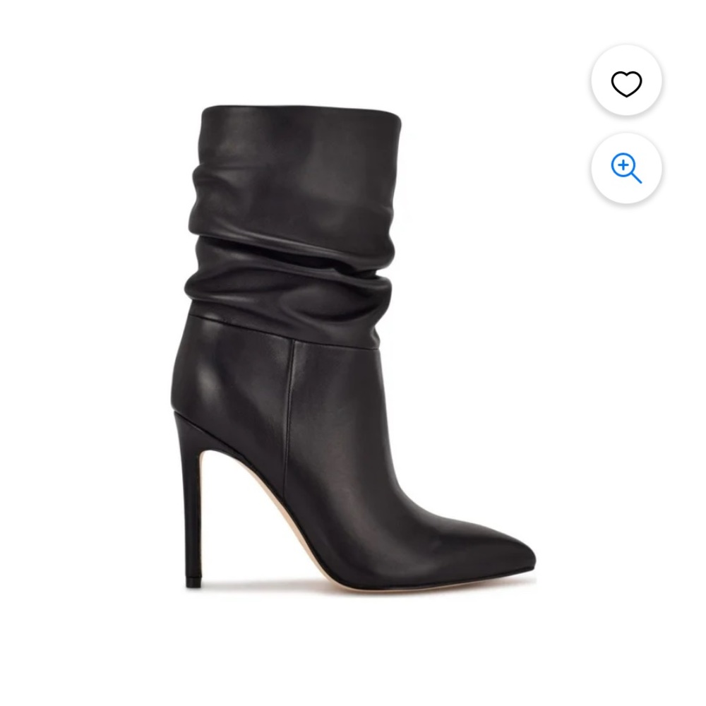 Nine West Jenn Leather Mid-Calf Heeled Boots, Black